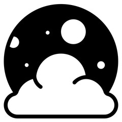 cloudy night solid line icon