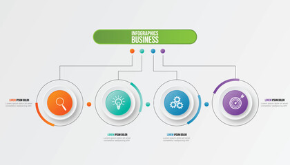Business infographic circle shape four option, process or step for presentation. Can be used for presentations, workflow layout, banners and web design. Business concept with 4 options, steps, parts.