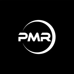 PMR letter logo design with black background in illustrator, cube logo, vector logo, modern alphabet font overlap style. calligraphy designs for logo, Poster, Invitation, etc.