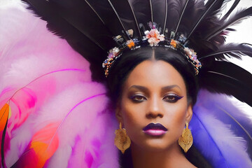 Fashion portrait of an attractive black woman. Generative AI
