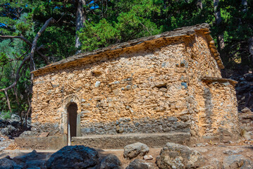 Ayios Nikolaos church at Samaria gorge at Greek island Crete