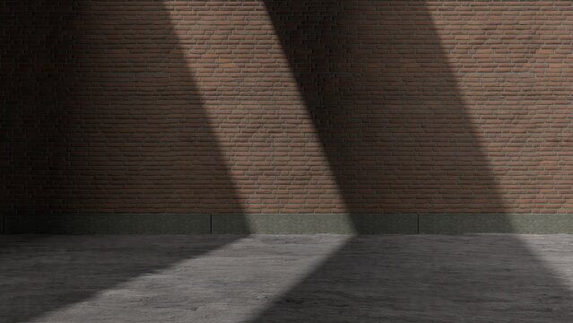 Brick and asphalt earthy wall with Elegant shadows clean empty wall old atmosphere 3d rendered background design material