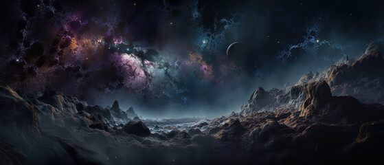 Naklejka premium Vast reaches of outer space, creating an amazing 3D universe of planets and stars