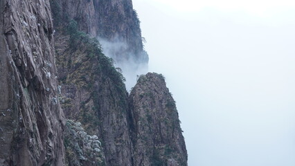 The beautiful frozen mountains view coverd by the white snow and ice in winter