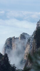 The beautiful frozen mountains view coverd by the white snow and ice in winter