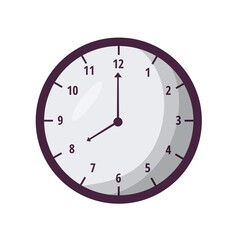 Clock icon in flat illustration isolated