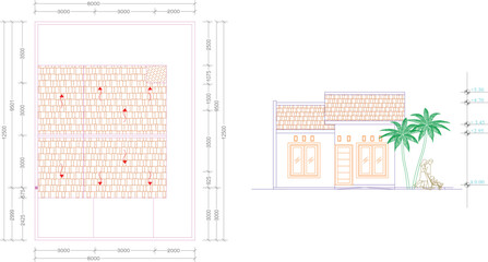 Simple dream house blueprint illustration, simple minimalist home layout blueprint vector