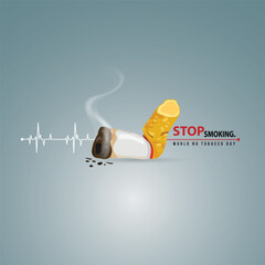 Stop Smoking. May 31st World No Tobacco Day. No Smoking Day Awareness. Poison of cigarette. Vector. Illustration