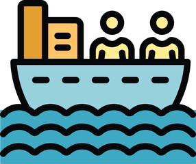 Flood evacuation icon. Outline Flood evacuation vector icon for web design isolated on white background color flat