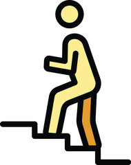 Man up stairs icon. Outline Man up stairs vector icon for web design isolated on white background color flat