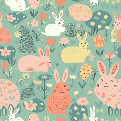 fun and cute seamless easter pattern. created using generative AI tools