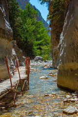 Iron Gates at Samaria gorge at Greek island Crete
