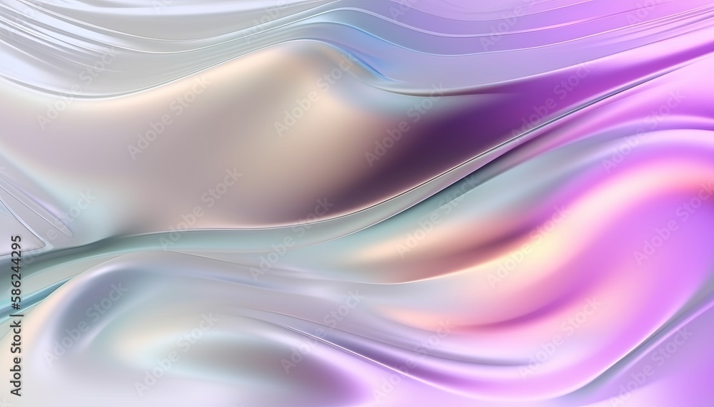 Wall mural abstract grainy 3d render holographic chromatic iridescent wave in motion colorful background. dream