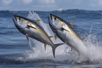 bluefin tuna close-up generated by AI - obrazy, fototapety, plakaty