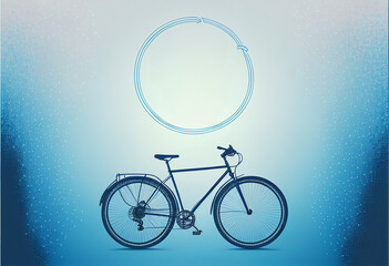 bicycle in a blue background, world bicycle day graphic design with empty space 