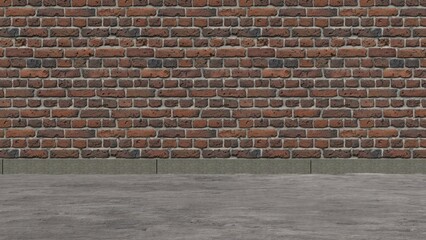 Brick and asphalt dark colored wall Clean empty wall old atmosphere 3D rendered background design material