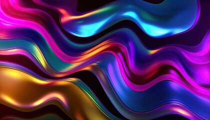 Abstract colorful fluid holographic chromatic 3D render iridescent modern retro futuristic dynamic drops and wave in motion. Ideal for backgrounds wallpapers banners posters and covers