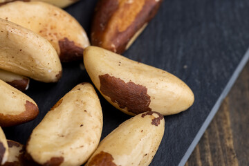 Brazil nuts peeled from the shell on the table