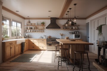 A Modern Farmhouse Kitchen Generative_AI