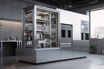 Aluminum appliance on kitchen Generative AI