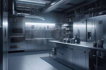 Aluminum appliance on kitchen Generative AI