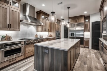 Fototapeta premium Beautiful kitchen interior with new stylish furniture