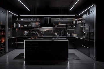 Black kitchen Generative_AI