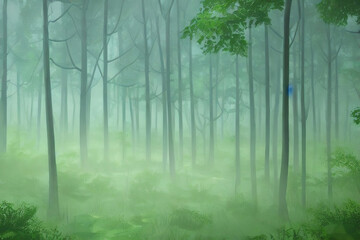 Forest in mist