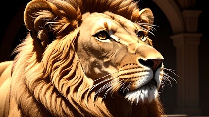 Naklejka premium Digital lion drawing, generative AI