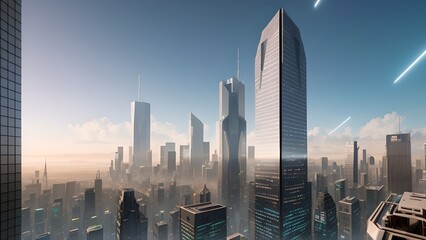 Fototapeta na wymiar City with skyscrapers, generative AI