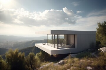 Contemporary unique villa with modern architectural design, generative ai