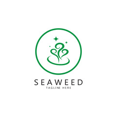 Seaweed vector logo icon illustration design.includes seafood,natural products,florist,ecology,wellness,spa.