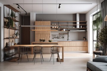 Stylish interior of modern kitchen,Generative_AI