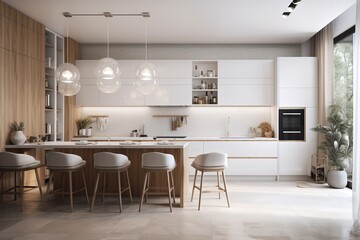White and Neutral Contemporary Kitchen,Generative_AI