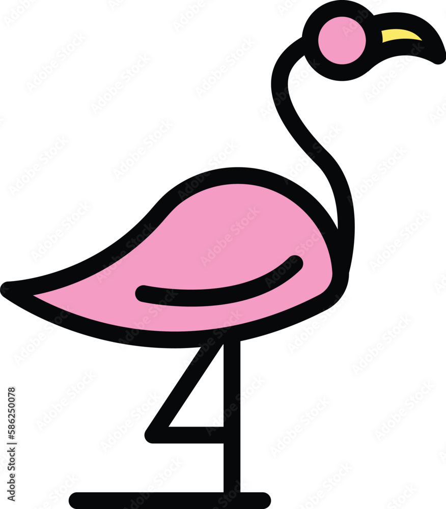 Poster flamingo icon. outline flamingo vector icon for web design isolated on white background color flat