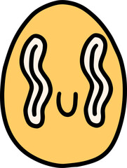 Groovy happy Easter egg in doodle cartoon style. Retro holiday funny egg with face. isolated png on transparent background