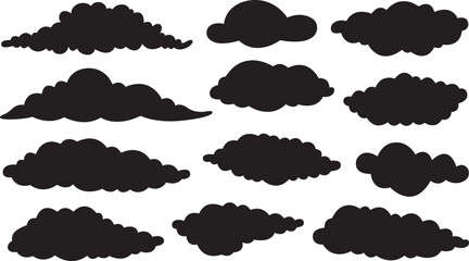 Set of different clouds isolated on white