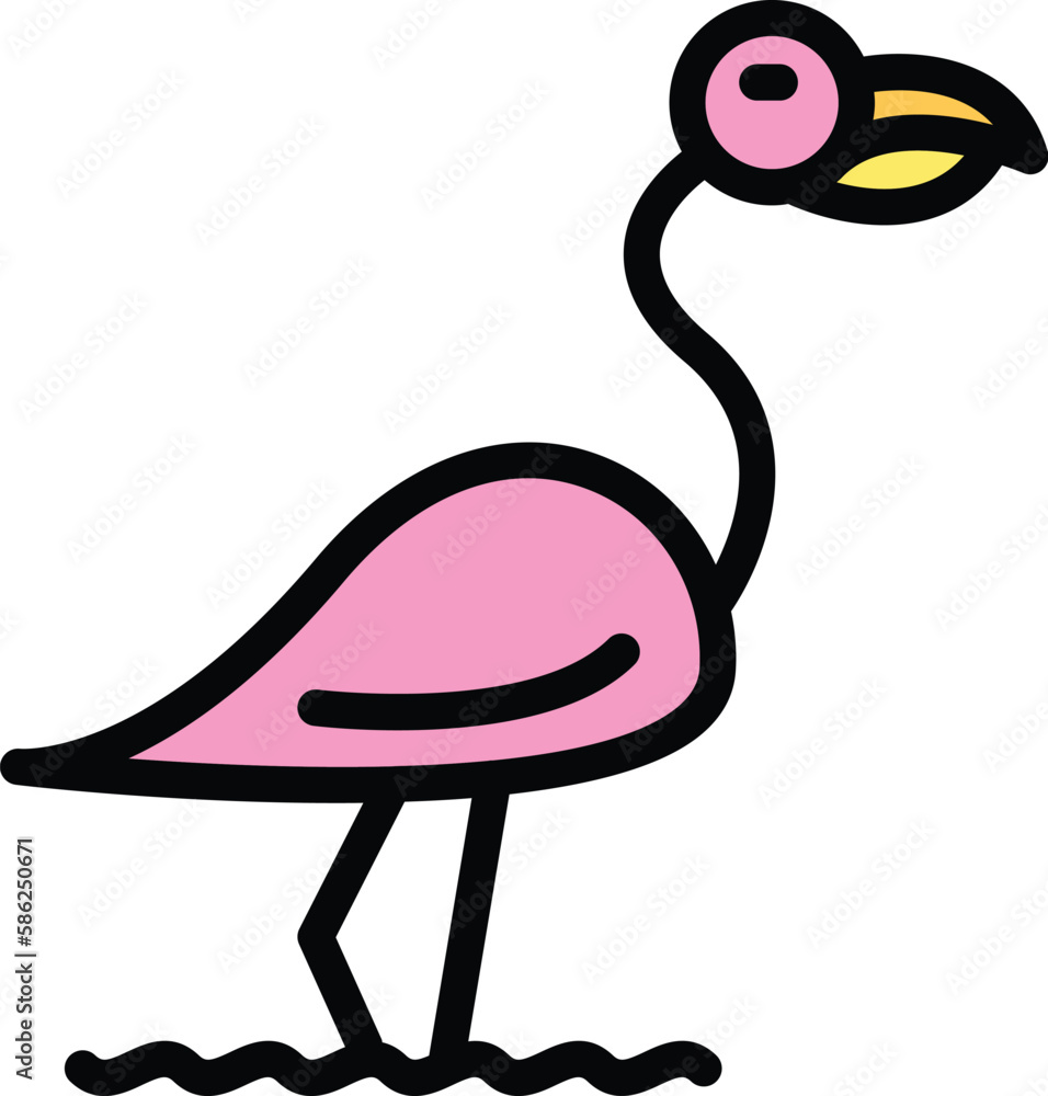 Poster fauna flamingo icon. outline fauna flamingo vector icon for web design isolated on white background 