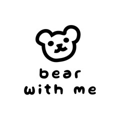 Bear With Me Illustration Icon Fun Cute Playful Motivation Black On Clear Background