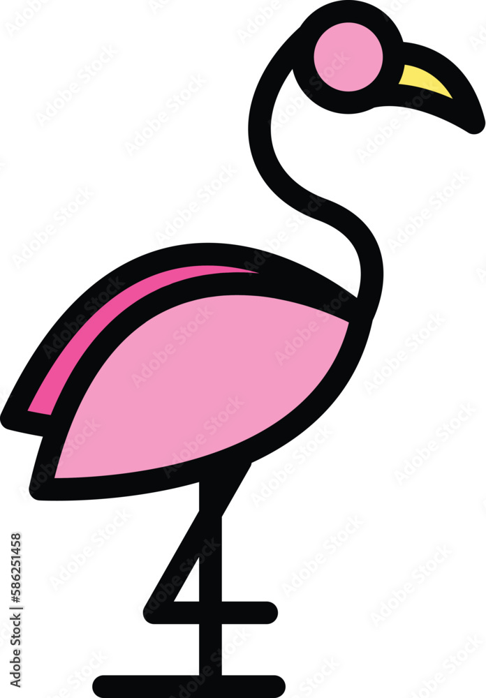 Wall mural zoo flamingo icon. outline zoo flamingo vector icon for web design isolated on white background colo - Wall murals
