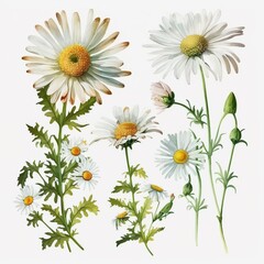 Fresh and Vibrant: Gorgeous Daisy Watercolor for Your Stock Library. AI Generated