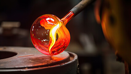 A glass blowing process poster with copy space - Generative AI