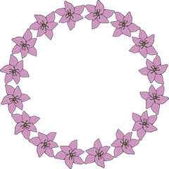 Round frame with wonderful flower on a white background. Vector image.