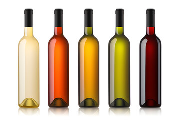 Fototapeta na wymiar colorful wine bottles isolated on white