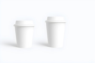 Two White Paper Cups Isolated On White Background