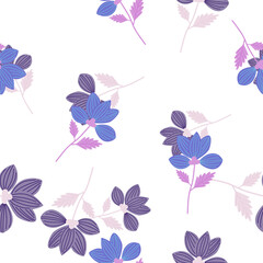 Elegant stylized flower seamless pattern. Abstract floral background. Vintage botanical illustration.