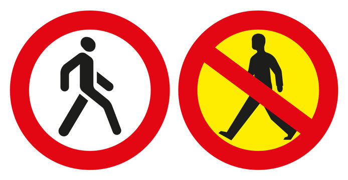Road sign prohibiting the passage of pedestrians. Vector illustration.