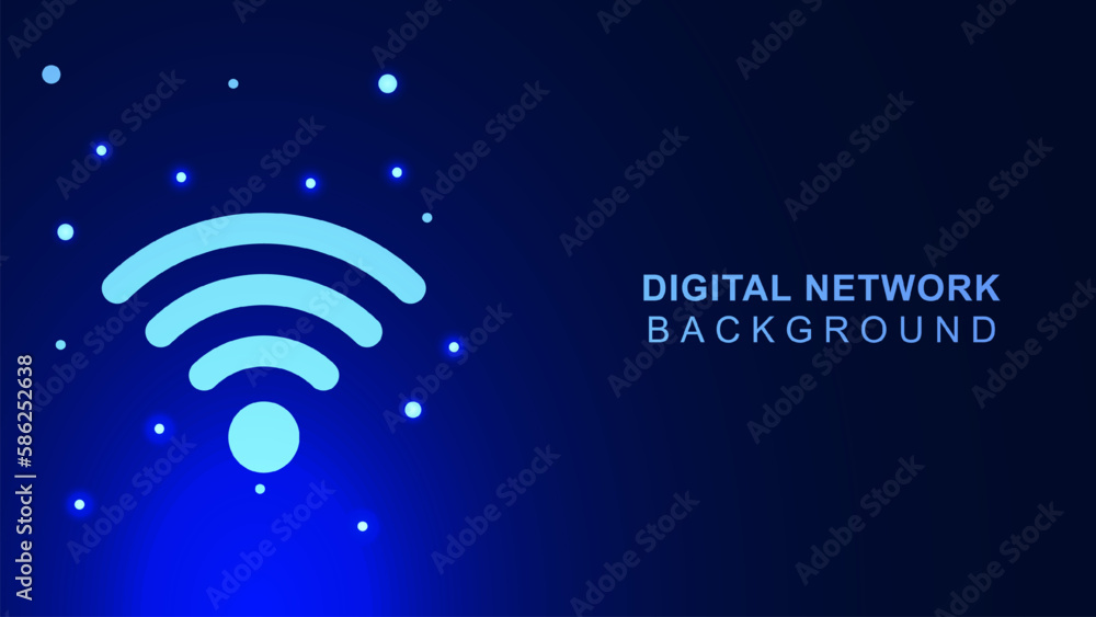 Poster wifi icon with glowing dots shapes for digital connection background concept.