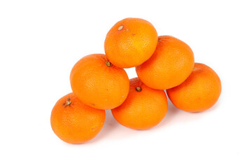 group of mandarin clementine on white background 