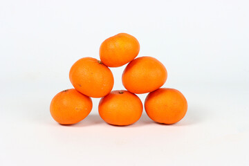 group of mandarin clementine on white background 